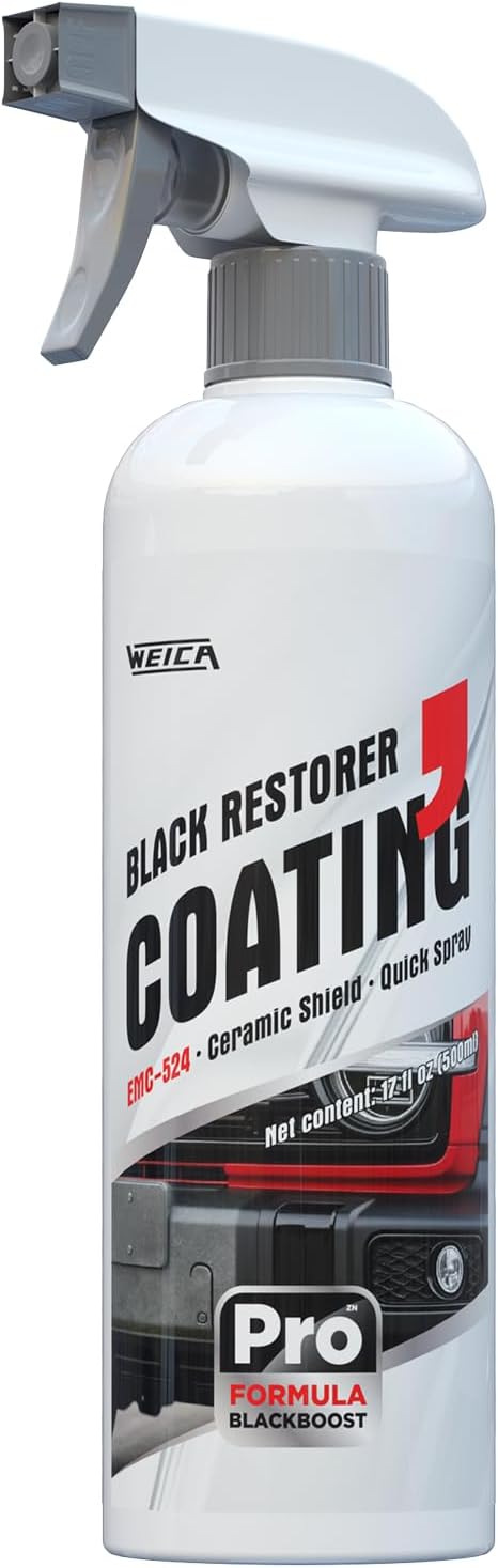 WEICA Black Restorer Trim Coating Spray - Advanced Ceramic Protection for Plastic, Rubber, Vinyl on Cars, Trucks, SUVs | Quick Spray, UV Shield, Restores & Protects, 16.9 fl oz