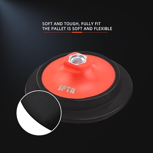 SPTA 2Pcs RO Rotary Flexible Backing Plate, Hoop-and-Loop Face PU Soft Backing Pad Used On Rotary Polisher Sander for Sanding Polishing Buffing Finishing (M14 Thread, Orange, 5Inch (125mm))