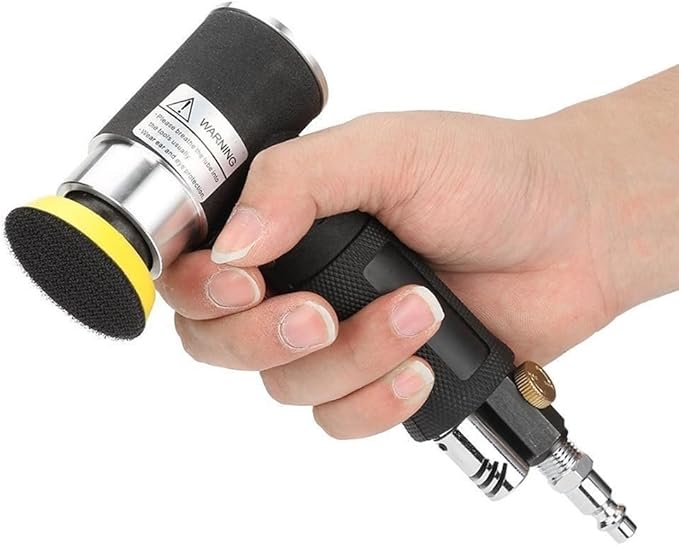 60Pcs Mini Air Sander Kit, Pneumatic Sander with 1” 2” 3” Backing Plates, Sanding Discs, Buffing Pads for Random Orbital Sanding Buffing Polishing