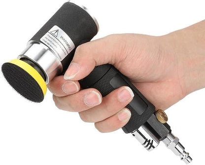 60Pcs Mini Air Sander Kit, Pneumatic Sander with 1” 2” 3” Backing Plates, Sanding Discs, Buffing Pads for Random Orbital Sanding Buffing Polishing