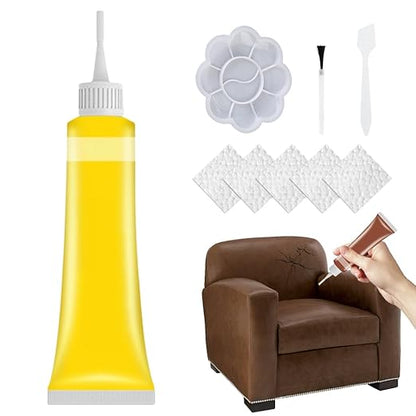 2026 Upgraded Advanced Leather Repair Gel, Multifunctional Leather Repair Kit for Car Seat, Vinyl Repair Kits for Couch Jacket Furniture (Yellow)