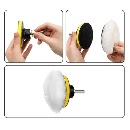 CANOPUS Car Polishers and Buffers Kit, 11-PCs Polishing Pad Kit, 3-in Polishing Wheel for Drill, Buffing Pads for Car Detailing, Sanding, Polishing, Waxing & Sealing Glaze
