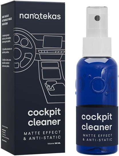 Nanotekas Cockpit Cleaner - Interior Cleaner - Matte Finish Detailer and Spray Sealant has Anti-Static Specs and Silver Nano Particles, Dust-Repellent, Easy Clean for Car Dashboards & Plastics - 100ml