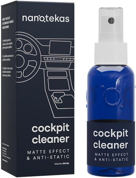 Nanotekas Cockpit Cleaner - Interior Cleaner - Matte Finish Detailer and Spray Sealant has Anti-Static Specs and Silver Nano Particles, Dust-Repellent, Easy Clean for Car Dashboards & Plastics - 100ml