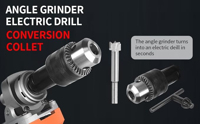 Kofdvdz 5/8-11 Angle grinding machine special conversion chuck, 1.5-10mm diameter metal drill chuck with fixed converter and quick replacement, stable use, can replace electric drill holes