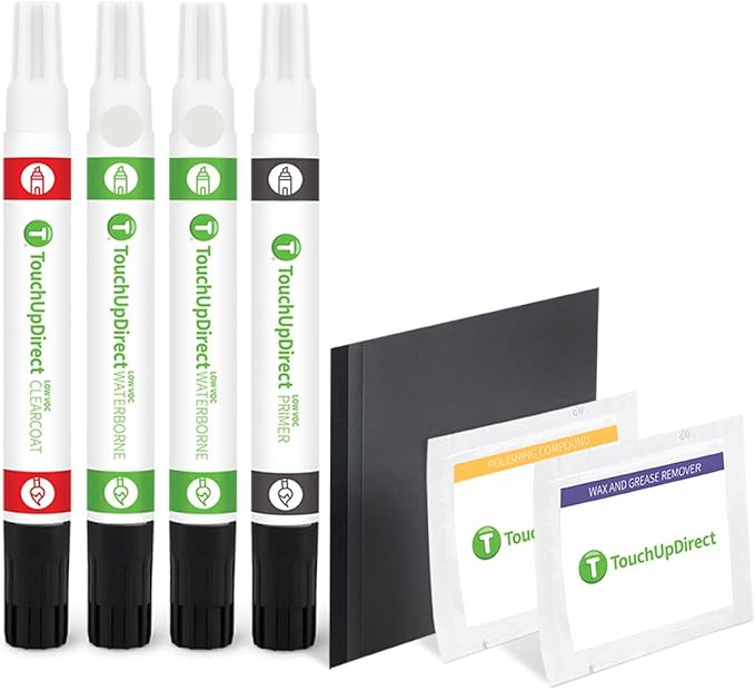 TouchUpDirect AZ/M7446A Star White Metallic Tricoat Compatible with Ford Exact Match Touch Up Paint Combo - Platinum Kit