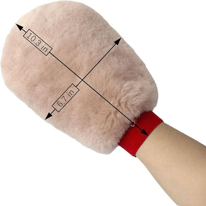 Gracefur Ultra-Soft Sheepskin Car Wash Mitt - 100% Pure Lambswool Wash Mitt for Scratch-Free Detailing & Paint Protection, Extra Large Safe Cleaning Glove (No Fingers, Pink)