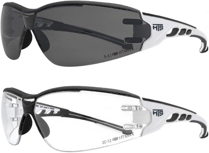 HTS HUNTERSKY Super Flexible Lightweight Anti Fog Wrap-Around U6 Clear Shooting Safety Glasses with ANSI Z87.1 Scratch Resist