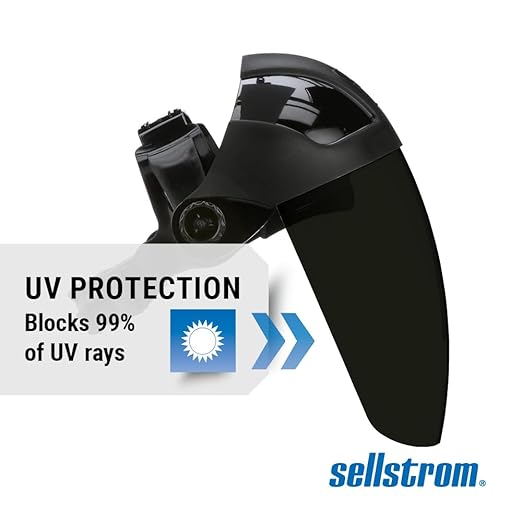 Sellstrom DP4 Face Shield - Lightweight Mask with High Impact Crown & Ratchet Headgear for Work, Grinding, Cutting - ANSI Z87.1 - Anti Fog Polycarbonate Window