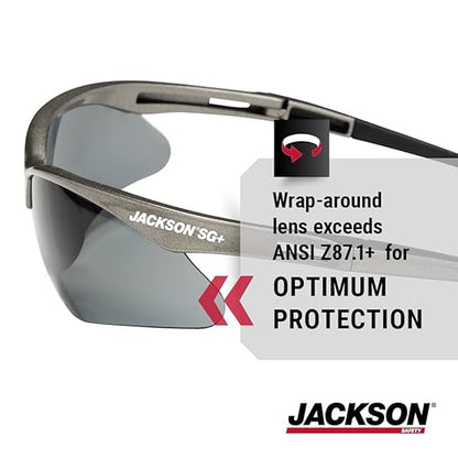 Jackson Safety SG Safety Glasses – Eye Protection for Men and Women – ANSI Z87.1 (Pack of 12)