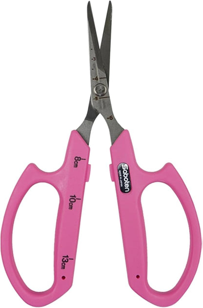Saboten Stainless Steel Straight Blade Trimming Scissors Pink PT-12 160mm Precision Gardening Bonsai and Floral Shears Made in Japan