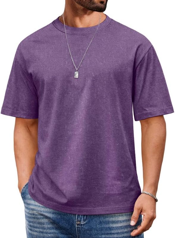 COOFANDY Men's Cotton T-Shirts Oversized Shirt Short Sleeves Streetwear Loose Fit Summer Tee Tops Washed Basic Unisex Shirts