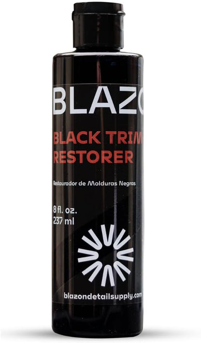 BLAZON Black Trim Restorer – Dye-Infused Plastic Restorer for Faded Exterior Trim, Deep Black Finish, Scratch Correction, Long-Lasting Durability & UV Protection - 4 oz