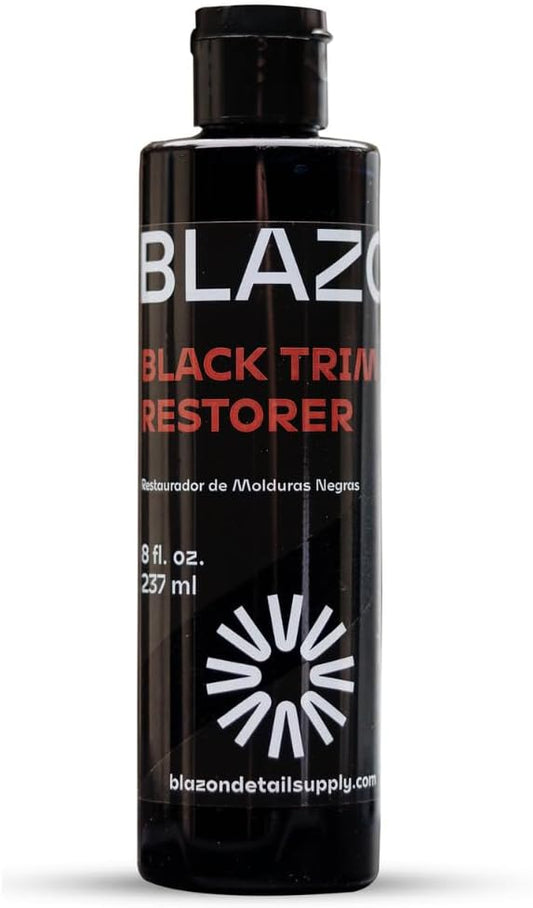 BLAZON Black Trim Restorer – Dye-Infused Plastic Restorer for Faded Exterior Trim, Deep Black Finish, Scratch Correction, Long-Lasting Durability & UV Protection - 4 oz