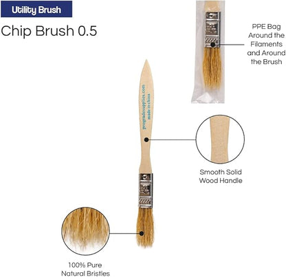Pro Grade - Chip Paint Brushes - 36 Ea 1/2 Inch Chip Paint Brush Light Brown