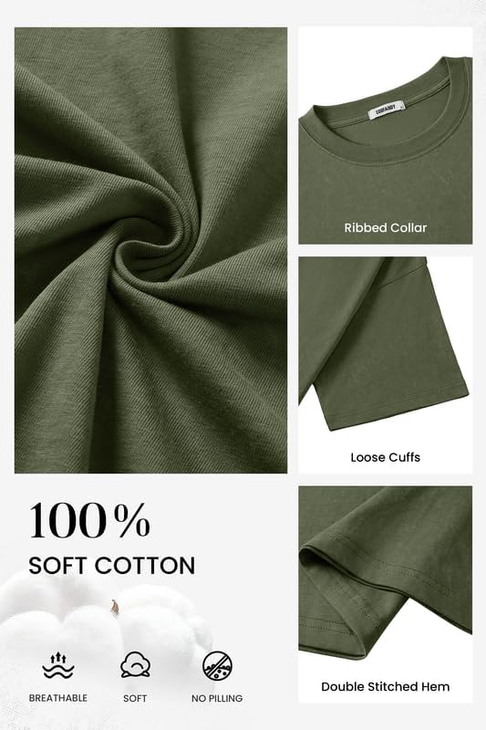 COOFANDY Men's Cotton T-Shirts Oversized Shirt Short Sleeves Streetwear Loose Fit Summer Tee Tops Washed Basic Unisex Shirts