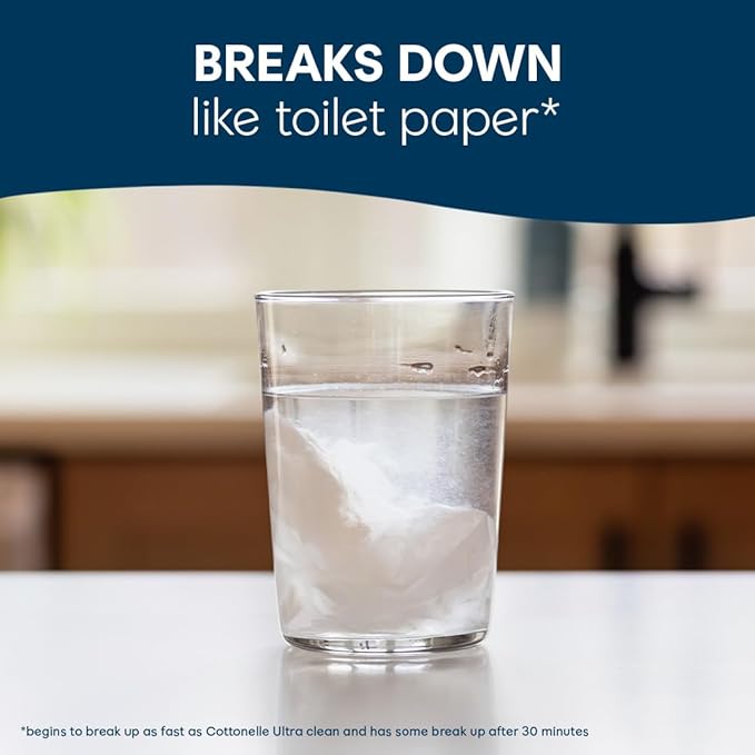 Cottonelle XL Flushable Wet Wipes, Adult Wipes Large, 8 Flip-Top Packs, 45 Wipes Per Pack (360 Total Wipes), Packaging May Vary