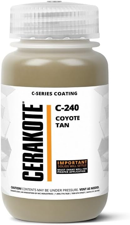 CERAKOTE® ( AIR CURE C-SERIES COYOTE TAN [ 4oz ] C-240T Performance Ceramic Technology + Color on All- Metals, Polymers + More