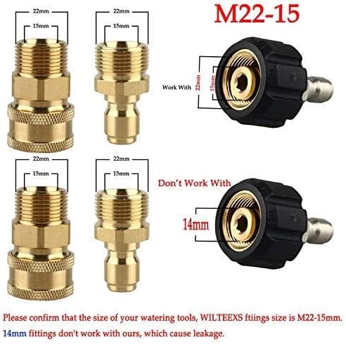 Pressure Washer Adapter Set,M22-15mm Male Thread Fitting, 3/8" Quick Connect kit,5000 PSI