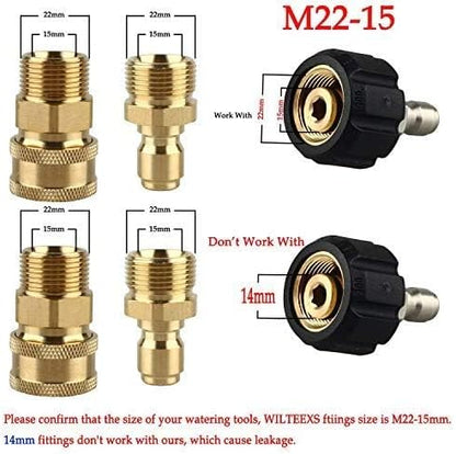 Pressure Washer Adapter Set,M22-15mm Male Thread Fitting, 3/8" Quick Connect kit,5000 PSI