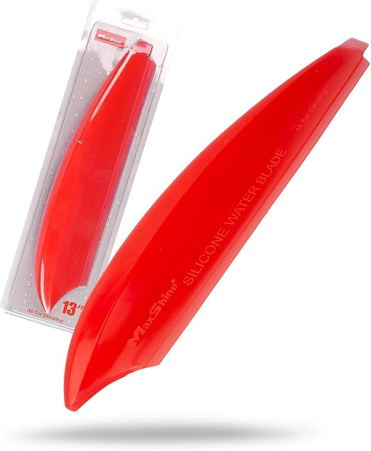 Maxshine Universal Silicone Water Blade for Car Drying – Red – Soft Flexible Silicone Squeegee for Quick Water Removal – Safe for Paint, Glass & Windows – Auto Detailing Tool - Red