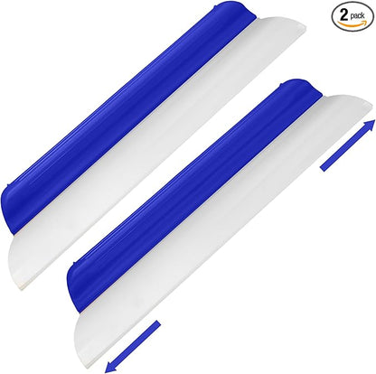 2 Pack 14 inch Car Drying Squeegee Longer Silicone Automotive Water Wiper Flexible Auto T-Bar Rubber Blade for Car Windshield Glass Window Bathroom Shower Squeegees Wash Tool(Blue)