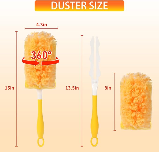 30 Count Larger Size Duster Refills for Swiffer Dusters with 1 Handle - 360° Multisurface Larger Size Feather Duster, Disposable Duster Refills Kit for Cleaning Furniture, Blinds and Ceiling Fans