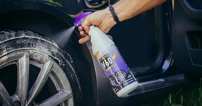 Sisbrill V60 Sport Wheel and Tire Cleaner Spray – pH Neutral Car Wheel Cleaner, Gecko Spray Effect, Safe Brake Dust Remover – Pack of 3 (33 fl oz each)
