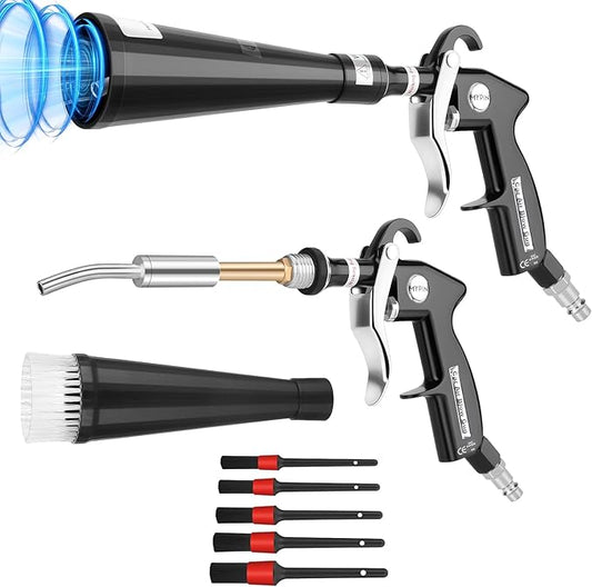 MYPIN Car Cleaning Gun, 6-9.2Bar/0.6Mpa-0.9Mpa, High Pressure Air Blow Gun with 2 Set Nozzle, Interior Car Cleaning for Vehicle Upholstery Carpet Seat