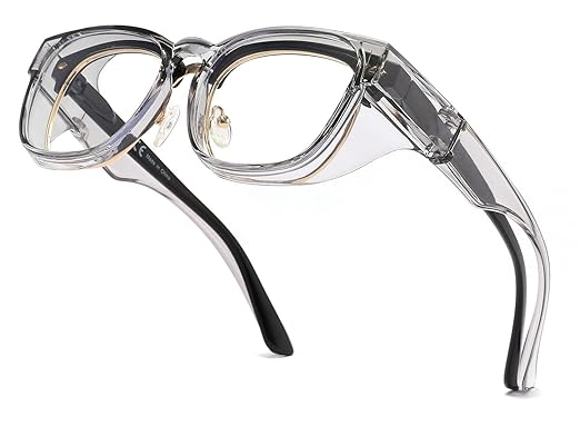 Alsenor Safety Glasses Anti Fog Goggles Fit Over Prescription Eyewear For ANSI Z87.1 Certified Oversized Eyeglasses For Men Women (Oversized-Grey)