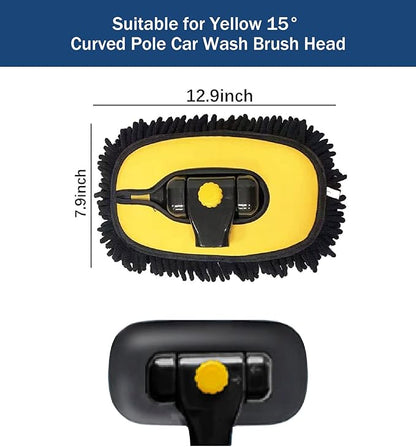 YeewayVeh Car Wash Brush Replacement Cover, Soft Microfiber Car Wash Mop Head Compatible with 15° Curved Pole Long Handle Cleaning Brush Mop, Yellow