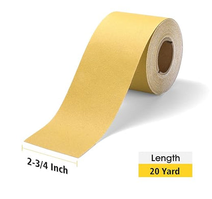 S SATC 240 Grit PSA Longboard Sandpaper 20 Yard Long Continuous Roll, 2-3/4" Wide Self Adhesive Stickyback Sanding Sheets for Automotive, Hand Sanding Blocks,Woodworking, Metal, Plastic