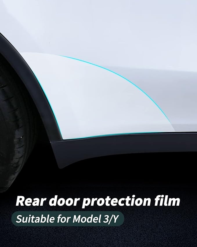 Clear Paint Protective Film Shields, 8 Mil Thick Pre-Cut PPF, Lower Front Door Bra Decal Compatible With Tesla Model Y (Clear Rear Door Film 2 Pcs)