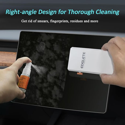 Edglete Car Screen Cleaner Spray and Wipe, Car Interior Cleaner Detailing Kit Screen Cleaning Tool for Touchscreen Display Dashboard, Car Detailing Brush for Tesla Jeep BMW Honda Benz Chevy