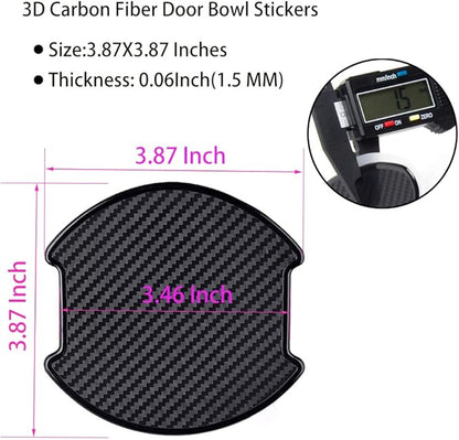 WORCAS 4Pcs Black Carbon Fiber TPU Car Door Handle Cup Protective Stickers Universal Door Handle Cups Scratch Protection Films