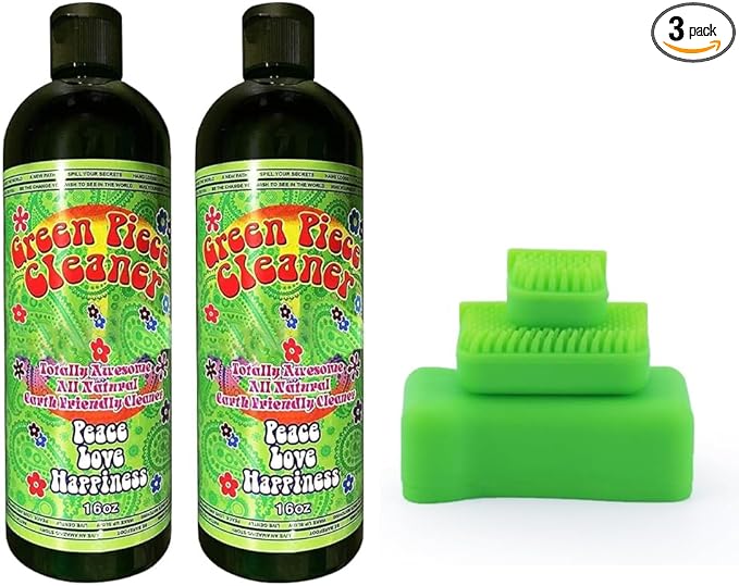 Green Piece® Magnetic Glass Cleaner Kit –2 Bottles of 16 oz Glass Cleaner with Green Magnet Scrubber for Easy Grime and Tar Removal Eco-Friendly Solution for Glass, Ceramic Metal Surfaces