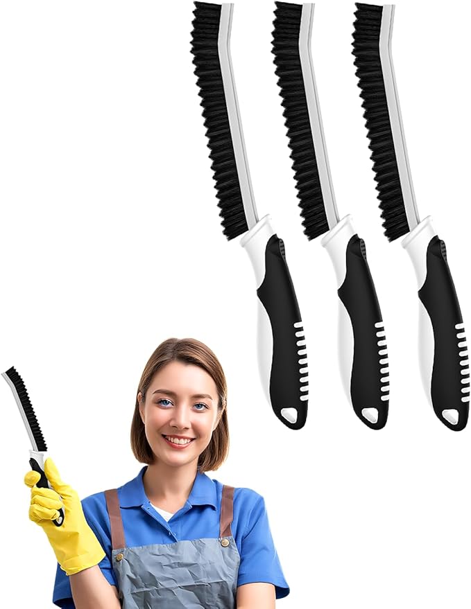 Cleangor Crevice Cleaning Brushes, Serrated Scrub Brush Tool for Hard to Reach Tight Space, Cleaner Brushes, Cleaning Supplies, Home Essentials for Shower, Bathroom, Kitchen, Window, Toilet, Sink