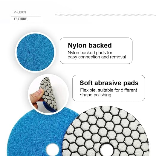 SHDIATOOL 7Pcs 4 Inch Dry Diamond Polishing Pads Grit 1500 for Granite Marble Stone Countertops for Grinder Polisher Machine