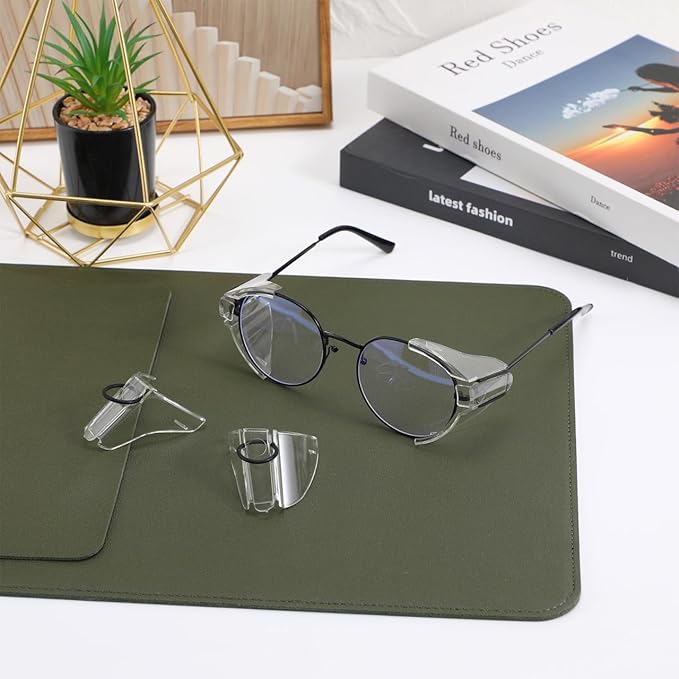NOLITOY 2 Pcs Safety Glasses Side Shields for Glasses, Slip on Clear Eye Glasses for Enhanced Eye Protection, Fits Small to Large Eyeglasses