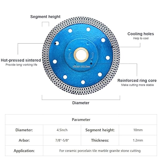 ZERICHIVE 5Pcs/Lot Super Thin 4.5" Diamond Tile Blade Porcelain Saw Blade for Cutting Porcelain Tile Granite Marbles