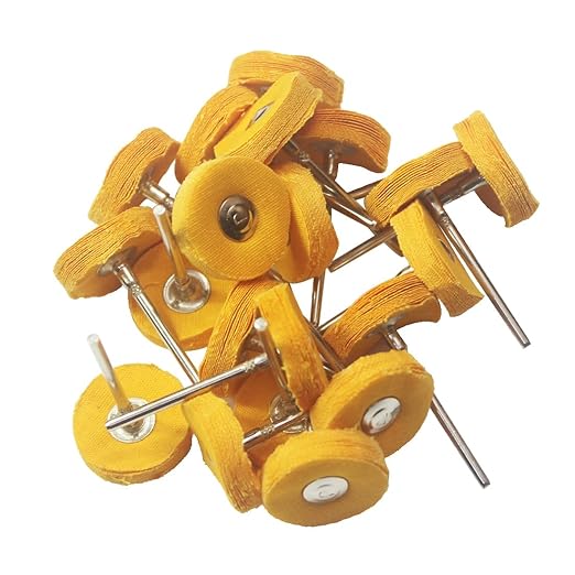 Luo ke 20 Pcs Little Buffing Wheel, 1/8 Inch Cloth Polishing Wheel for Rotary Tools Includes Dremel (Yellow)