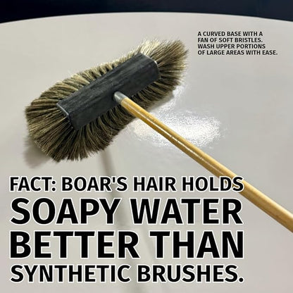 Montana Original Tri-Angle Boar’s Hair Car Wash Brush | Soft, Scratch-Free Cleaning | Telescopic Handle for Large Vehicles | MB-1800-H