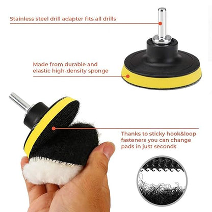 CANOPUS Car Polishers and Buffers Kit, 11-PCs Polishing Pad Kit, 3-in Polishing Wheel for Drill, Buffing Pads for Car Detailing, Sanding, Polishing, Waxing & Sealing Glaze