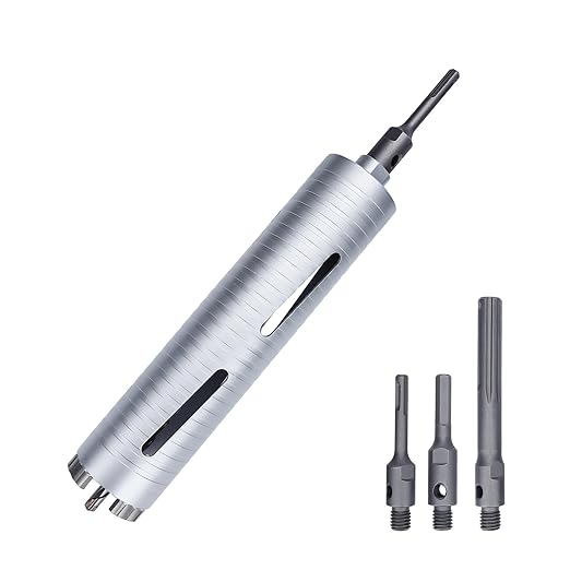 2-1/2 inch Diamond Dry Core Drill Bit, 10" Drilling Depth, 5/8"-11 Thread Core Drill Bit for Concrete Masonry Brick Block, Includes 3 Adapters SDS Plus, SDS Max and Hex (2-1/2 inch)