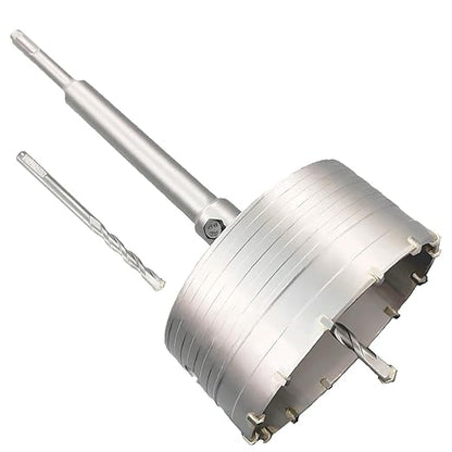4-3/4" Concrete Hole Saw, 120mm Tungsten Steel Core Bit for Cinder Block, Brick, Rock, Plank Walls for Pipes or mini Split Lines, with SDS Plus Shank and 2 Center Positioning Drill Bits.