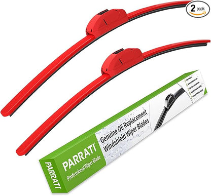 OEM QUALITY 24" + 20" PARRATI Premium All-Season Bright Red Windshield Wiper Blades (Set of 2)