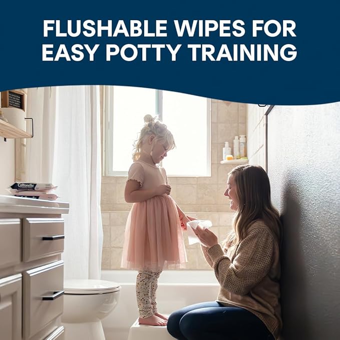 Cottonelle Fragrance Free Flushable Wet Wipes, Adult Wet Wipes, 2 Flip-Top Packs, 42 Wipes Per Pack