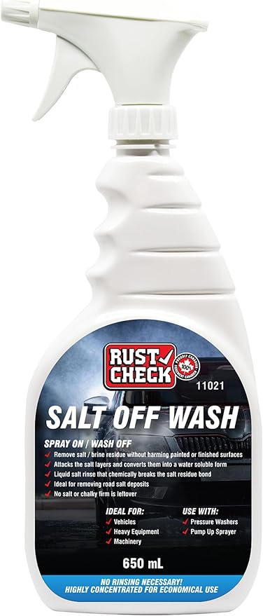 Rust Check Salt Off Wash - Car Salt Remover and Jet Ski Cleaner - Boat Wash and Outboard Motor Flusher - Multi-Surface and Driveway Salt Wash - Exterior Washdown Solution - 22 Fl Oz - Spray Bottle