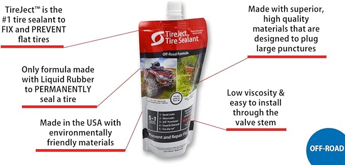 TireJect Tire Sealant Refill (10oz Pouch) - Flat Tire Repair - Fix & Prevent Flat Tires - ATV UTV SxS Lawn Mower Golf Cart Tractor
