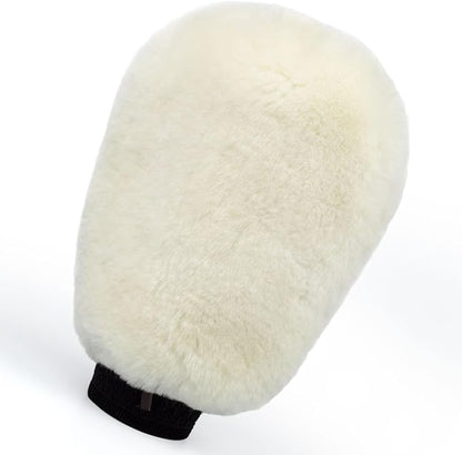 Gracefur Ultra-Soft Car Wash Mitt Double-Sided Sheepskin Wash Mitt, Scratch-Free Detailing Lambswool Extra Large Size Cleaning Gloves for Cars (No Fingers, White)